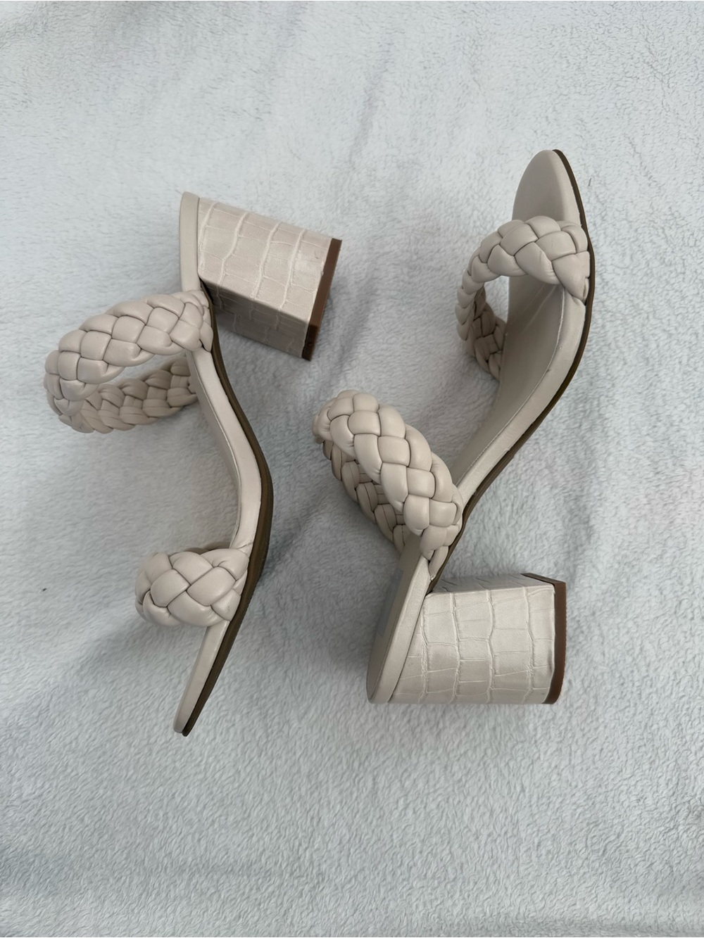 Dolce Vita Braided Double Strap Block Heels - Cream